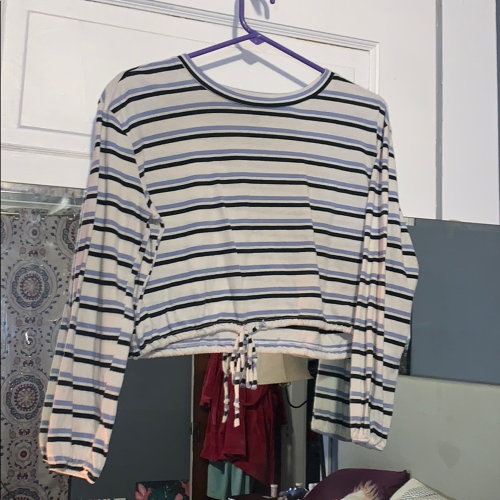 Striped drawstrings crop top